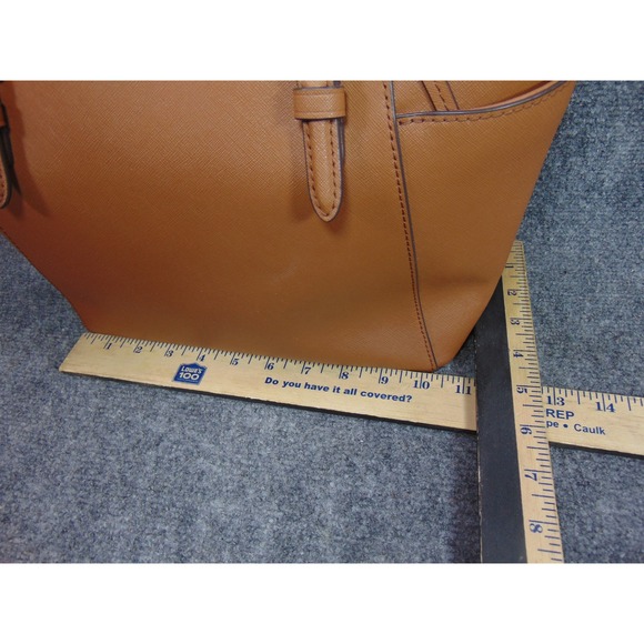 Michael Kors Jet Set Travel Charlotte Tote Acorn Brown Saffiano Leather Purse - Picture 2 of 16